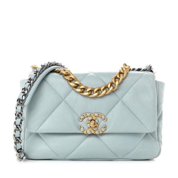 Chanel 19 medium quilted Flap Bag - light blue - Picture 2 of 16